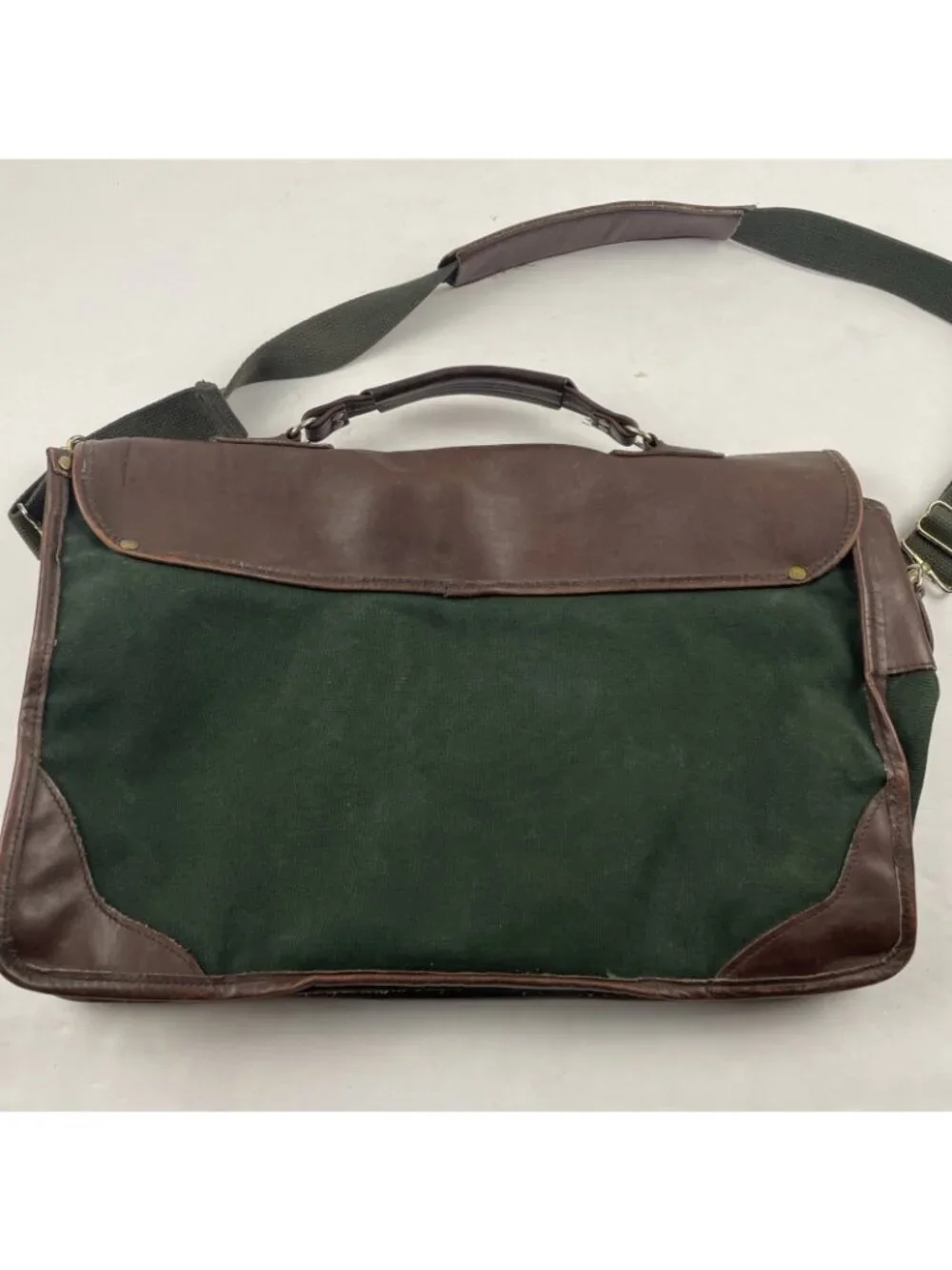 Vintage Orvis Battenkill Canvas Leather Briefcase Messenger Bag Shoulder Strap